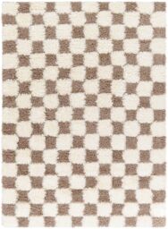 Livabliss Urban Shag-Modern Yellow Black Beige Pink Checkboard Plush Pile Living Rug in Brown - Size: 200 cm x 290 cm - thumbnail 2