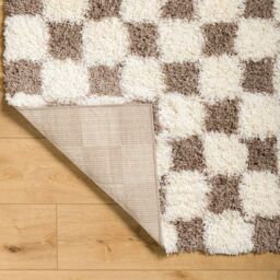 Livabliss Urban Shag-Modern Yellow Black Beige Pink Checkboard Plush Pile Living Rug in Brown - Size: 200 cm x 290 cm - thumbnail 4