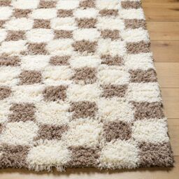Livabliss Urban Shag-Modern Yellow Black Beige Pink Checkboard Plush Pile Living Rug in Brown - Size: 200 cm x 290 cm - thumbnail 5