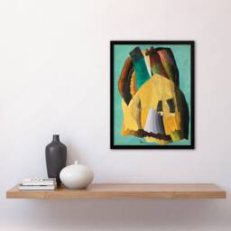 Artery8 Shore Road Abstract Coastal Landscape Dove Framed Wall Art Print - Size: A4 - thumbnail 2