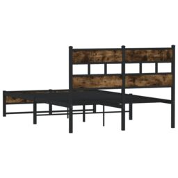 Berkfield Home Metal Bed Frame without Mattress Smoked Oak 120x200 cm in Brown - Size: Small Double - thumbnail 6