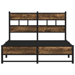 Berkfield Home Metal Bed Frame without Mattress Smoked Oak 120x200 cm in Brown - Size: Small Double - thumbnail 4