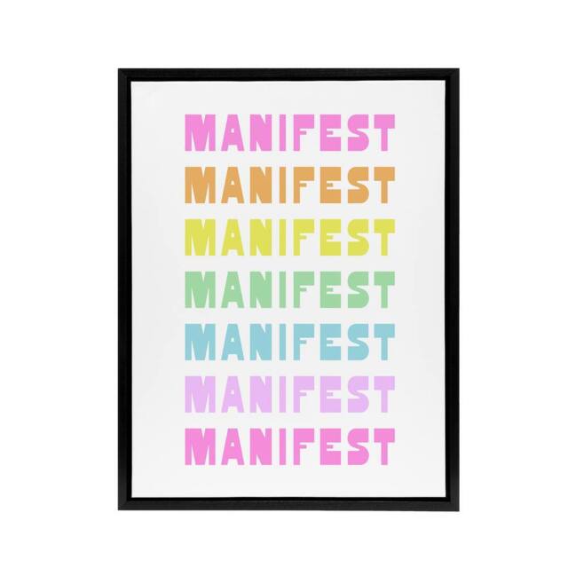"Artery8 Manifest Manifest Manifest Colourful Modern Black Framed Canvas Art - Size: W12"" x H16""" - image 1