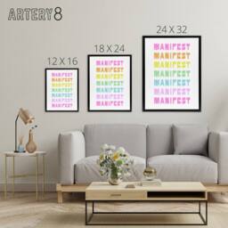 "Artery8 Manifest Manifest Manifest Colourful Modern Black Framed Canvas Art - Size: W12"" x H16""" - thumbnail 4