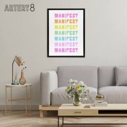 "Artery8 Manifest Manifest Manifest Colourful Modern Black Framed Canvas Art - Size: W12"" x H16""" - thumbnail 3