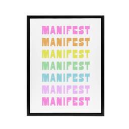 "Artery8 Manifest Manifest Manifest Colourful Modern Black Framed Canvas Art - Size: W12"" x H16""" - thumbnail 1
