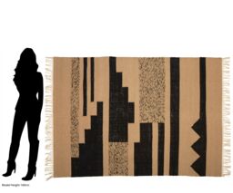 Orsina Large Trenza Rug, Handcrafted Urban Tribe Area Rug With Braid Detail, Neutral Sand & Black Wool Blend Carpet in Brown - Size: 100 cm diameter - thumbnail 4