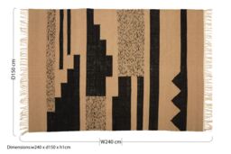 Orsina Large Trenza Rug, Handcrafted Urban Tribe Area Rug With Braid Detail, Neutral Sand & Black Wool Blend Carpet in Brown - Size: 100 cm diameter - thumbnail 3