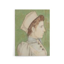 "Artery8 Portrait of Nurse Nelly in Uniform Canvas Wall Art Print Toorop in Green - Size: W18"" x H24""" - thumbnail 1