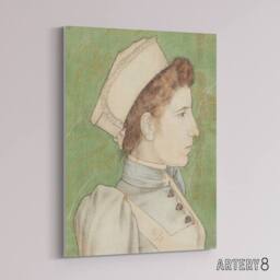 "Artery8 Portrait of Nurse Nelly in Uniform Canvas Wall Art Print Toorop in Green - Size: W18"" x H24""" - thumbnail 2