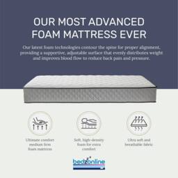 Bedzonline 2FT6 Air Feel Orthopedic Mattress - Memory Foam & Spring Support for Perfect Ergonomic Sleep in Grey - Size: Small Single - thumbnail 3