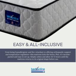Bedzonline 2FT6 Air Feel Orthopedic Mattress - Memory Foam & Spring Support for Perfect Ergonomic Sleep in Grey - Size: Small Single - thumbnail 6