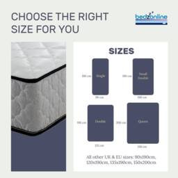 Bedzonline 2FT6 Air Feel Orthopedic Mattress - Memory Foam & Spring Support for Perfect Ergonomic Sleep in Grey - Size: Small Single - thumbnail 2