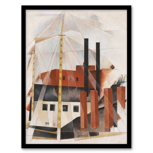 Artery8 Piano Movers Holiday Cubist Painting Demuth Framed Wall Art Print - Size: A4 - image 1