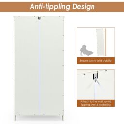 Gymax Freestanding Wooden Cabinet Antique Low Floor Cabinet With Double Door in White - thumbnail 2