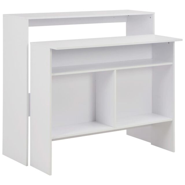 Berkfield Home Bar Table with 2 Table Tops White 130x40x120 cm - Size: 130 x 40 x 120 cm - image 1