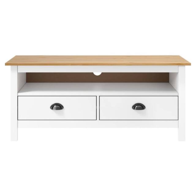 Berkfield Home TV Cabinet Hill White 110x40x47 cm Solid Pine Wood - Size: 110 x 40 x 47 cm - image 1