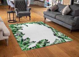 Benjamin Tate Design Green Botanical Leaves Designer Rug in Natural - Size: Large - thumbnail 2