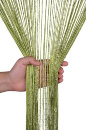 Neel Blue Glitter String Curtain Polyester Fringe Panel Spaghetti Tassel Curtain, 200cm x 90cm in Green - Size: 200 cm x 90 cm - thumbnail 4