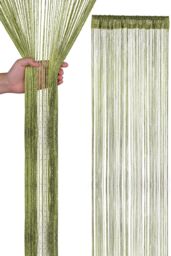 Neel Blue Glitter String Curtain Polyester Fringe Panel Spaghetti Tassel Curtain, 200cm x 90cm in Green - Size: 200 cm x 90 cm