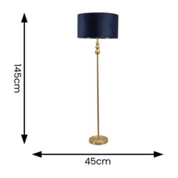 ValueLights Marissa Gold Stacked Ball Floor Lamp with Velvet with Gold Inner Shade & Bulb in Dark Navy - thumbnail 4