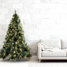 Shatchi 8FT Pre-Lit Kentucky Pine Luxurious Artificial Green Christmas Tree With Long life Energy Saving Warm White LED Lights - thumbnail 3