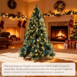 Shatchi 8FT Pre-Lit Kentucky Pine Luxurious Artificial Green Christmas Tree With Long life Energy Saving Warm White LED Lights - thumbnail 7