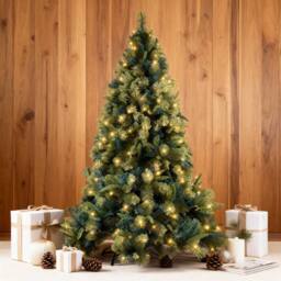 Shatchi 8FT Pre-Lit Kentucky Pine Luxurious Artificial Green Christmas Tree With Long life Energy Saving Warm White LED Lights - thumbnail 6