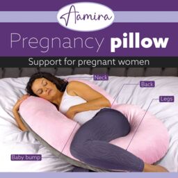 Aamira Pink & Dark Grey Pregnancy Pillow, 140x65x20cm C Shaped Shredded Memory Foam Maternity Pillow - Size: 140 x 65 x 20 cm - thumbnail 2