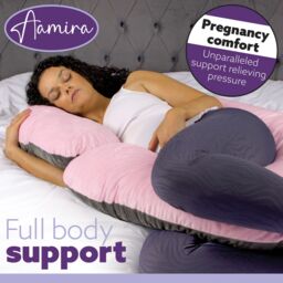 Aamira Pink & Dark Grey Pregnancy Pillow, 140x65x20cm C Shaped Shredded Memory Foam Maternity Pillow - Size: 140 x 65 x 20 cm - thumbnail 7