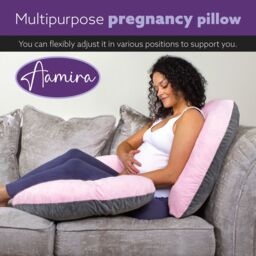 Aamira Pink & Dark Grey Pregnancy Pillow, 140x65x20cm C Shaped Shredded Memory Foam Maternity Pillow - Size: 140 x 65 x 20 cm - thumbnail 9