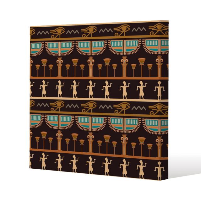 Benjamin Tate Design Orange & Black Hieroglyphs (Canvas Print) / 101 x 101 x 4cm in Natural - Size: 101 x 101 x 4 cm - image 1