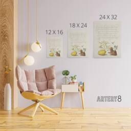 "Artery8 Gillyflower Almond & Frog Calligraphy Canvas Wall Art Print in White - Size: W12"" x H16""" - thumbnail 4
