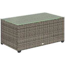 Wyld Haus Livatoli Dark Grey Rattan Rectangular Glass Top Side Table - thumbnail 2