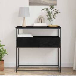 Berkfield Home Modern Console Table Black Oak 75x40x75 cm Engineered Wood & Steel - Size: 75 x 40 x 75 cm