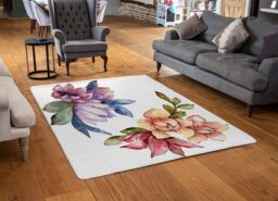 Benjamin Tate Design Rainbow Flowers Designer Rug in Natural - Size: Large - thumbnail 2