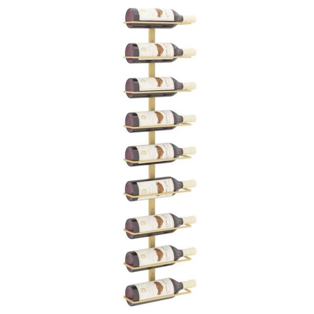 Berkfield Home Wall-mounted Wine Rack for 9 Bottles Gold Iron - image 1