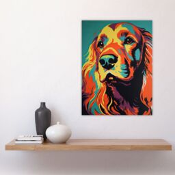 Artery8 Red Setter Dog Modern Flamboyant Colourful Graphic Coral Orange & Teal Yellow Large Wall Art Poster Print Thick Paper 18X24 Inch - thumbnail 4