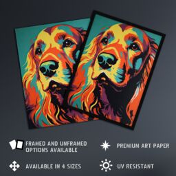 Artery8 Red Setter Dog Modern Flamboyant Colourful Graphic Coral Orange & Teal Yellow Large Wall Art Poster Print Thick Paper 18X24 Inch - thumbnail 2