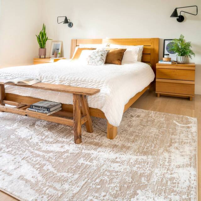 Kukoon Beige Marbled Abstract Pattern Soft Pile Living Room Area Rug - Size: 60 cm x 240 cm - image 1