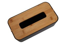 Orsina Grey Bamboo Fibre Tissue Box, Rectangular Tissue Holder With Lift-off Lid & Cutout Opening, Tissue Paper Box in Black - thumbnail 3