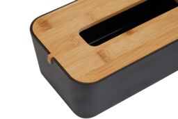 Orsina Grey Bamboo Fibre Tissue Box, Rectangular Tissue Holder With Lift-off Lid & Cutout Opening, Tissue Paper Box in Black - thumbnail 5