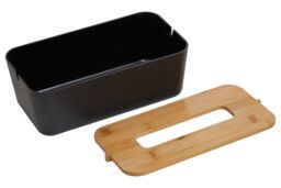 Orsina Grey Bamboo Fibre Tissue Box, Rectangular Tissue Holder With Lift-off Lid & Cutout Opening, Tissue Paper Box in Black - thumbnail 4