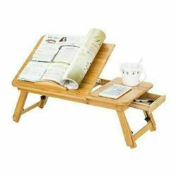 EONLION Laptop Desk Bamboo Adjustable Portable in Brown - Size: 100 cm - thumbnail 6