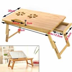 EONLION Laptop Desk Bamboo Adjustable Portable in Brown - Size: 100 cm - thumbnail 2