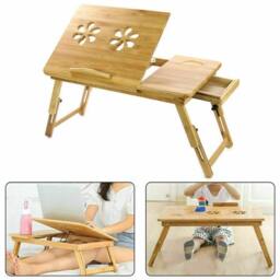 EONLION Laptop Desk Bamboo Adjustable Portable in Brown - Size: 100 cm - thumbnail 5