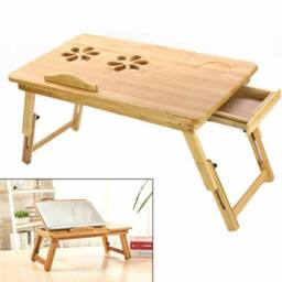 EONLION Laptop Desk Bamboo Adjustable Portable in Brown - Size: 100 cm - thumbnail 3
