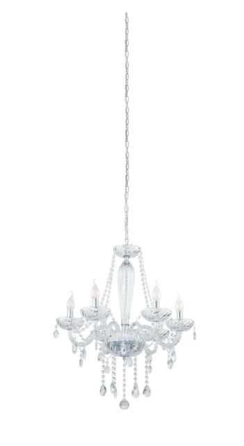 Loops Pendant Light Colour Chrome Plated Steel Shade Clear Glass Bulb E14 6x40W in Metallics - image 1