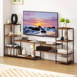 HOMCOM TV Unit for TVs up to 60 Inches, Industrial TV Stand with Shelves in Brown