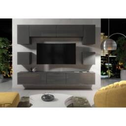 Mex Furniture LTD Wall TV Unit Panorama - Dark Grey with Gloss Doors - thumbnail 5